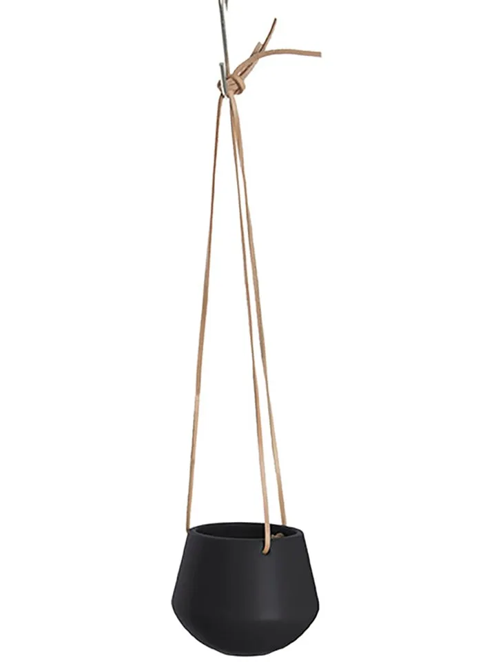 HANGENDE BLOEMPOT "SKITTLE" ZWART  (H)9,5 X Ã˜ 12 CM